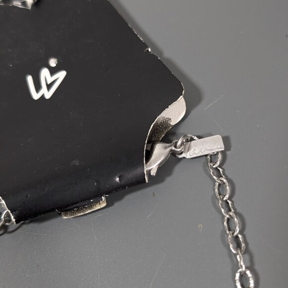 Lane Bryant Silver Tone Fringe Chain Charm Lock Statement Necklace 22" - Picture 6 of 9